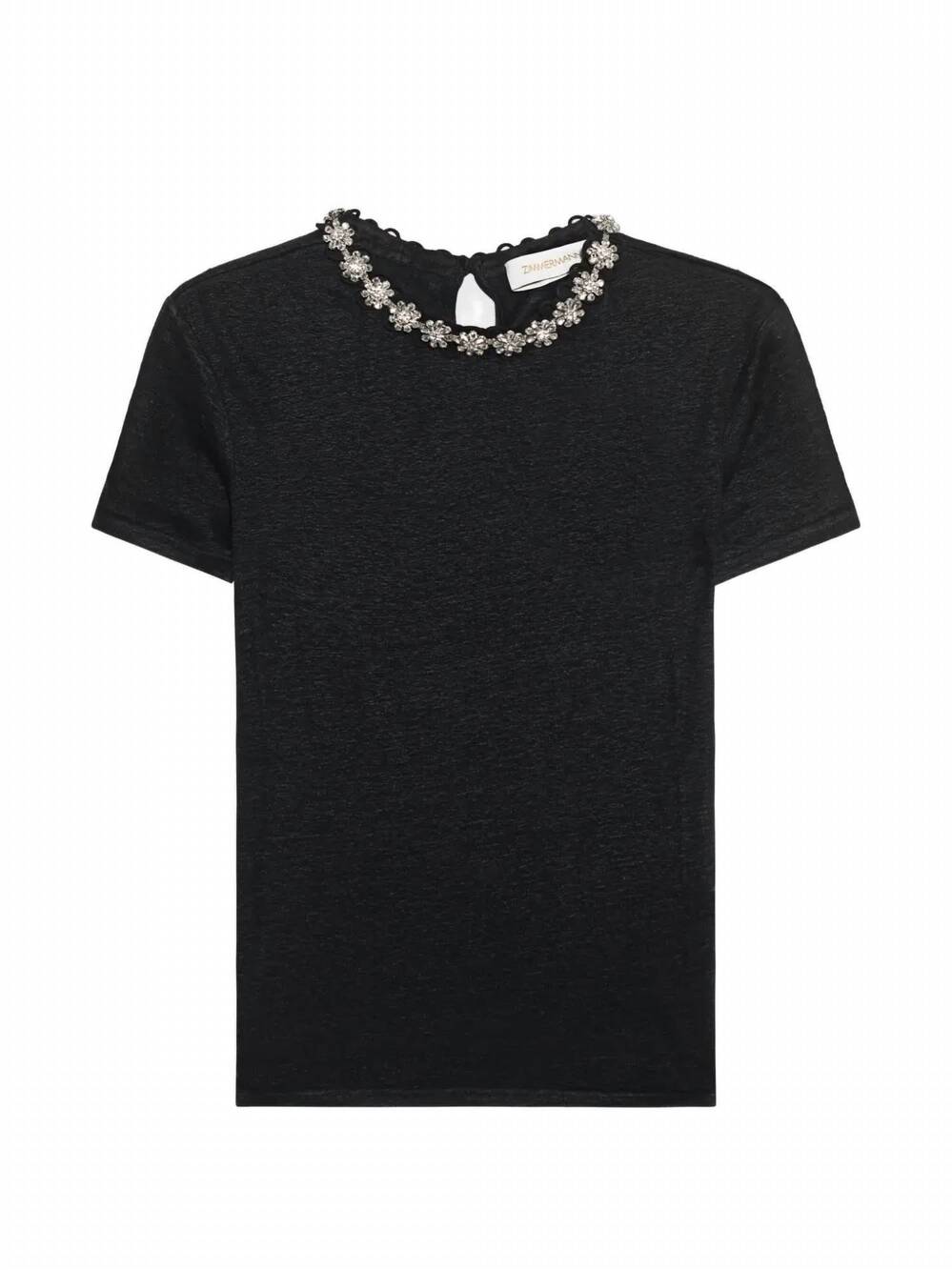 NEW ZIMMERMANN women's crystal embellished tee in black